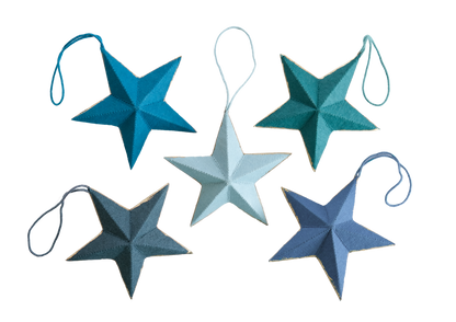 East End Press Set of Five Star Ornaments