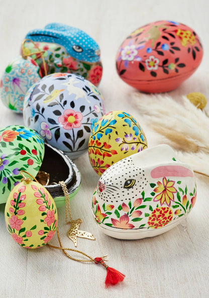 Kashmiri Hand Painted Egg Trinket Box
