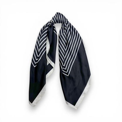 Monochrome Stripe Silk Touch Neckerchief Bandana Scarf