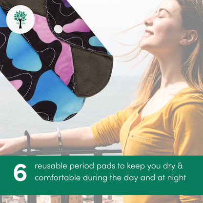 Reusable Sanitary Pads 6Pk - 3 Sizes Available