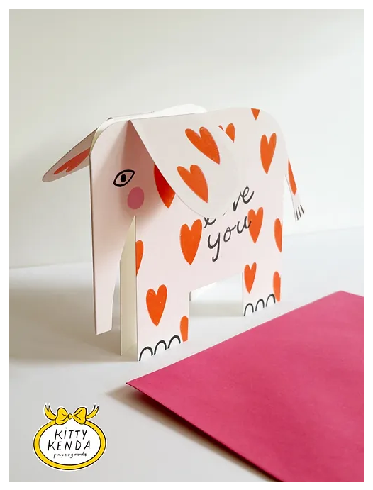Elephant Hearts Cut Out Card