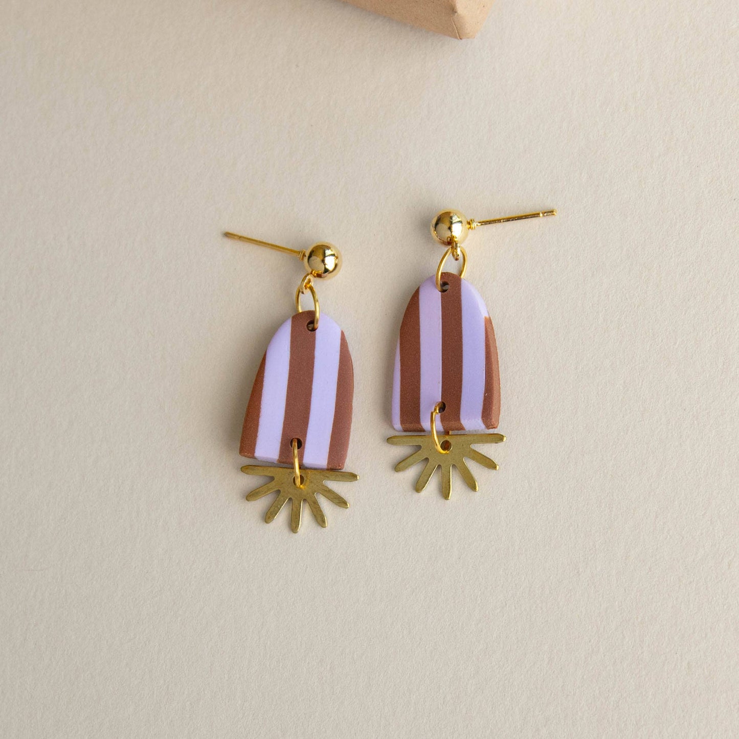 Sunny Stripe Drop Earrings - Chocolate Lilac