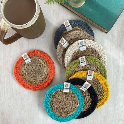 ReSpiin Set of 6 Seagrass & Jute Coasters