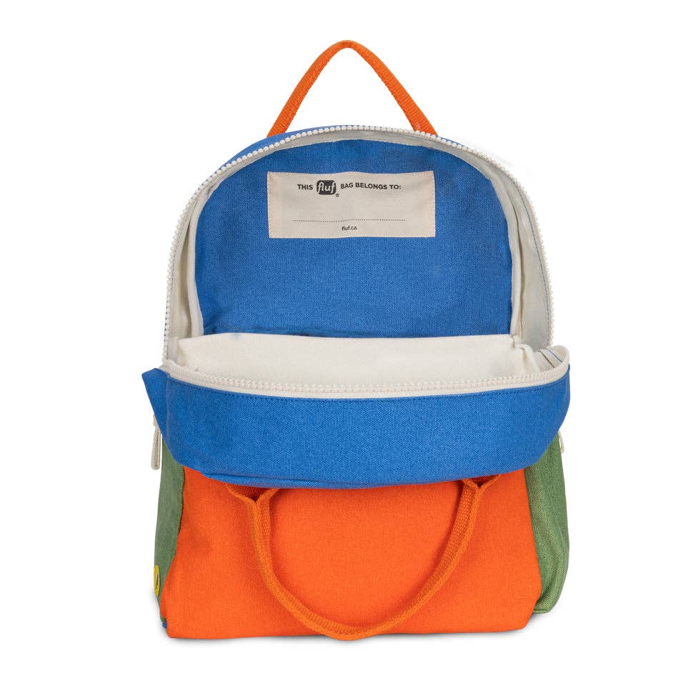 Fluf B Pack Jr Organic Cotton Kids Backpack Cobalt Orange