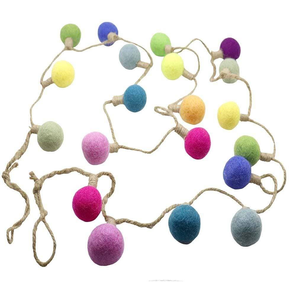 Fairtrade Hand Felted Wool Colourful 'Fairy Lights' Garland