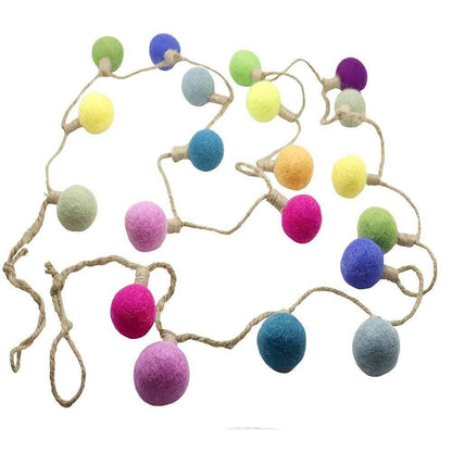 Fairtrade Hand Felted Wool Colourful 'Fairy Lights' Garland