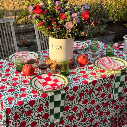 Pomegranate Indian Blockprint Tablecloth