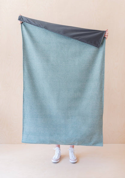 Recycled Wool Picnic Blanket - Sage Herringbone