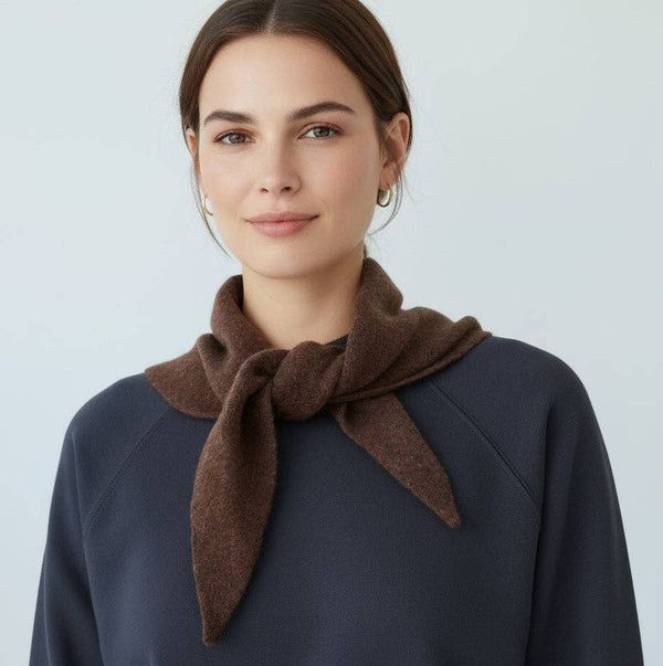 Brown Wool Blend Triangle Neck Scarf