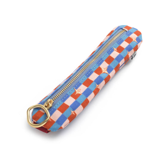 Checkered Elasticated Pen Pouch