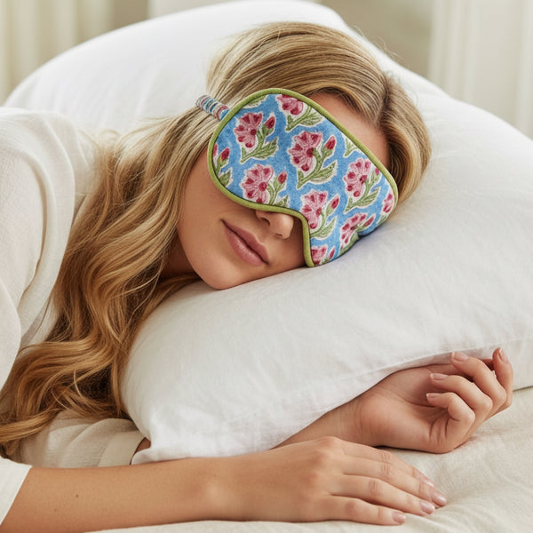 Reversible Indian Block Print Cotton Eye Mask