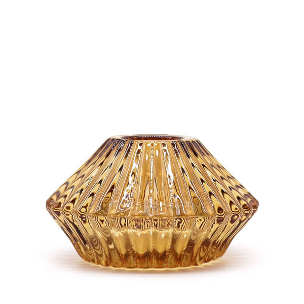Antique Amber Glass Candle & Tealight Holder