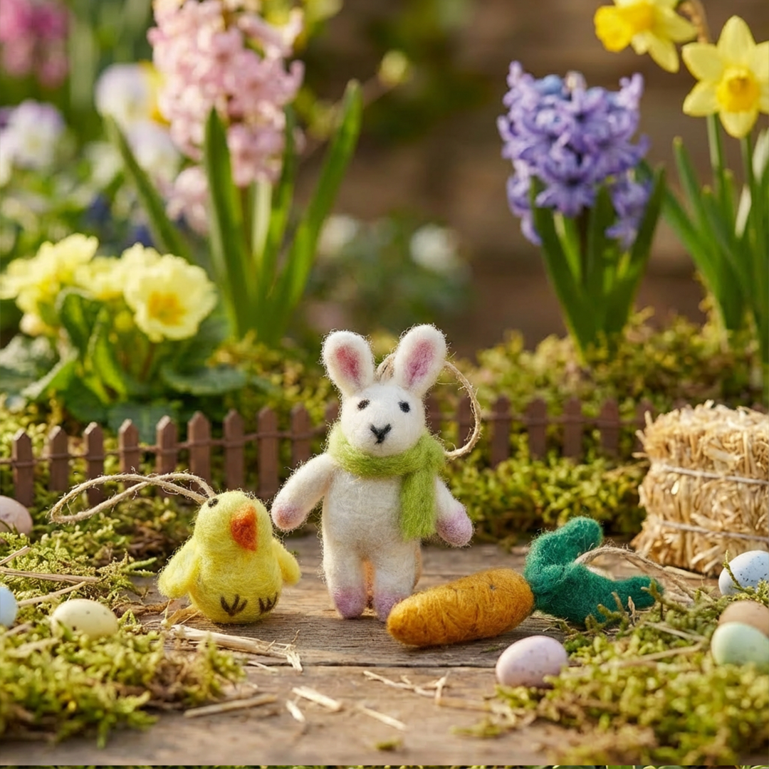 Trio of Handcrafted Felt Easter Hanging Decorations