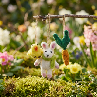 Trio of Handcrafted Felt Easter Hanging Decorations