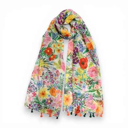Cottage Garden Floral Print Scarf