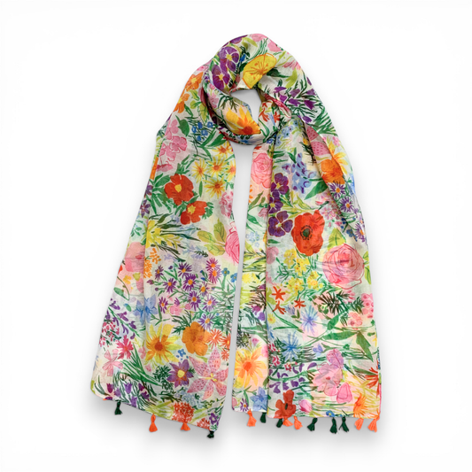 Cottage Garden Floral Print Scarf