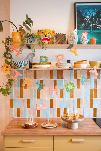 Bright Happy Birthday Sewn Garland