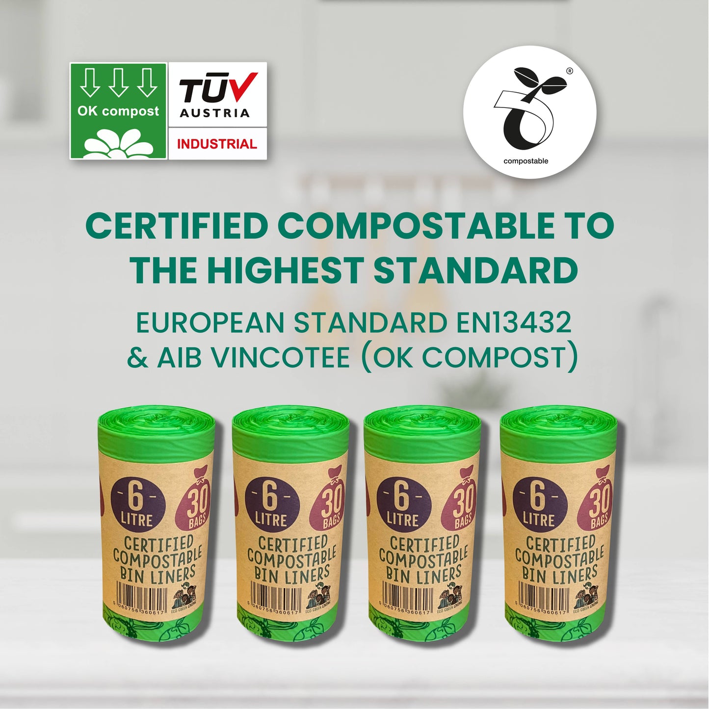 Eco Green Living Compostable Caddy Bags 6L - 30 bags