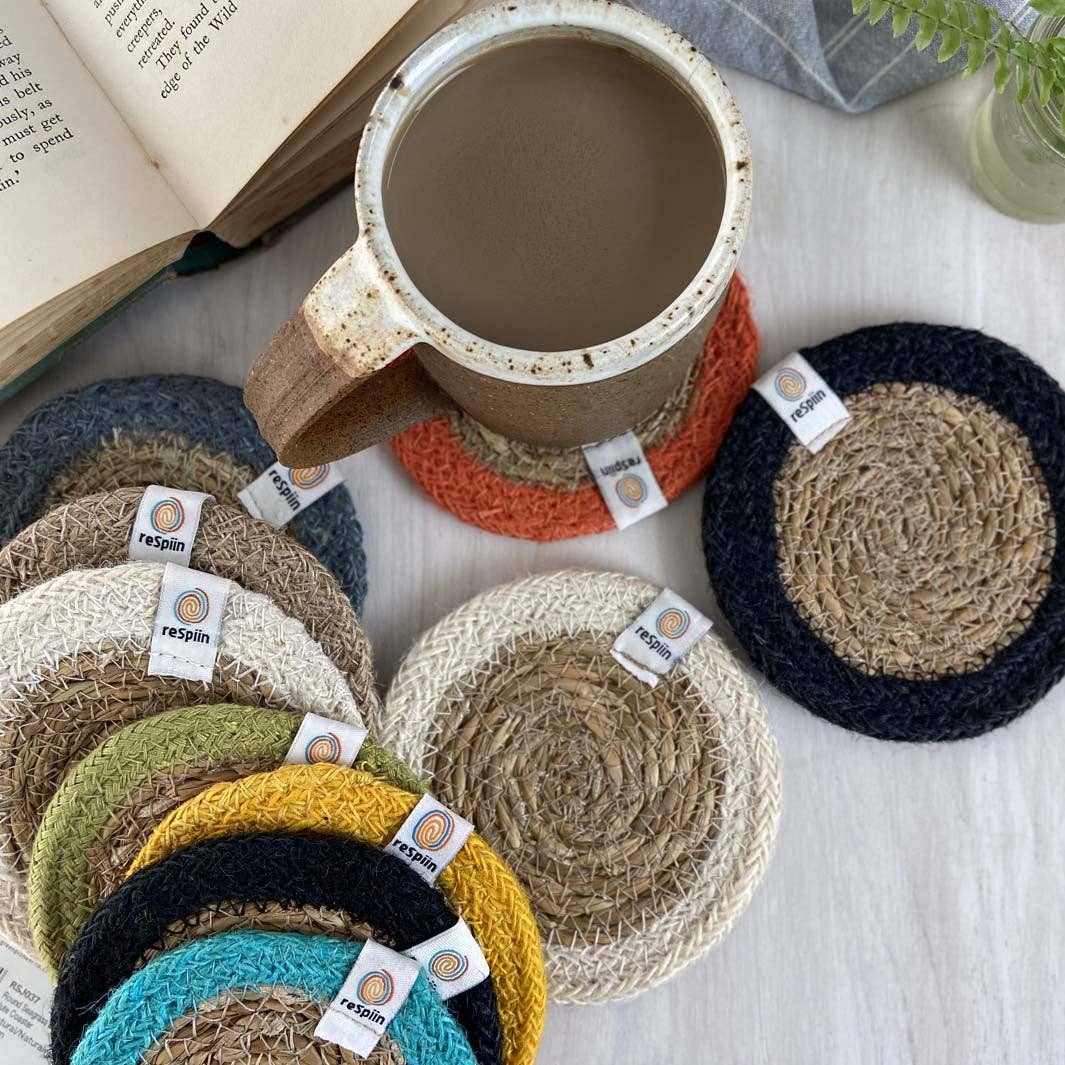 ReSpiin Set of 6 Seagrass & Jute Coasters