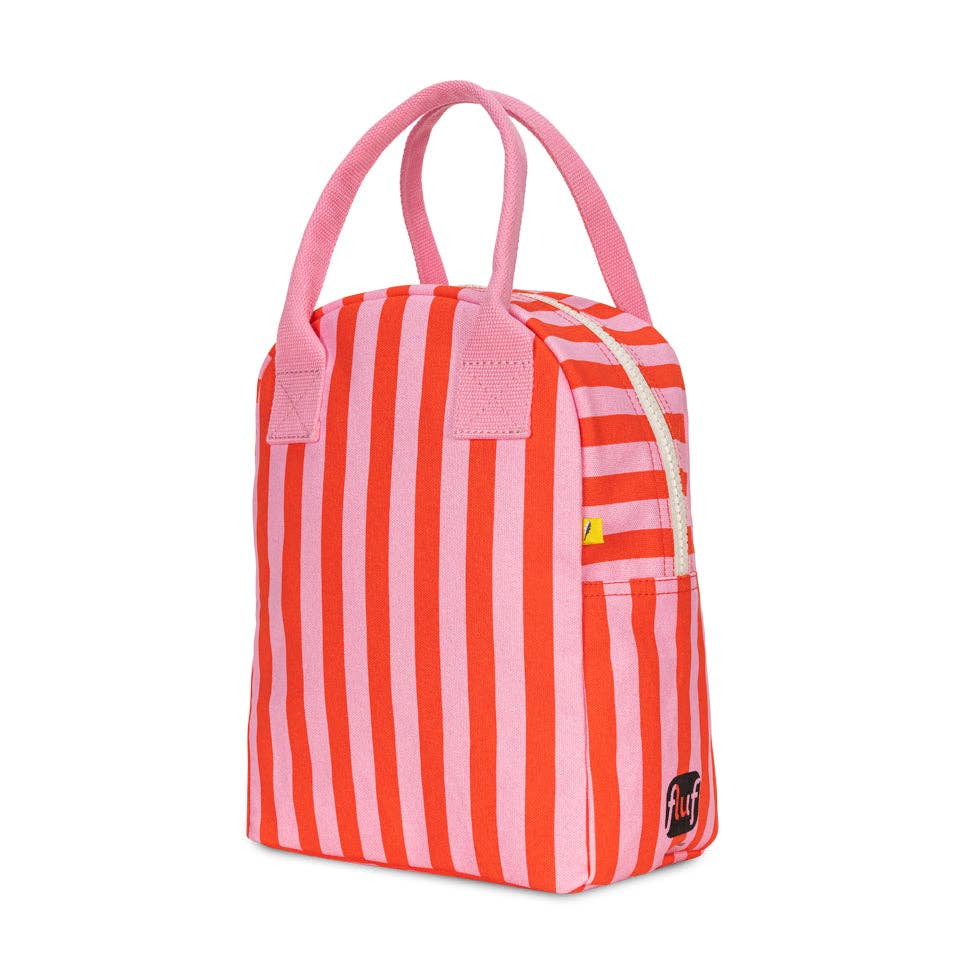 Awning Stripe Pink Fluf Zipper Lunch Bag