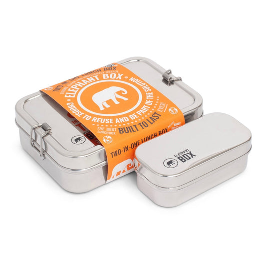 Elephant Box Stainless Steel Jumbo 2-in-1 Lunch Box 1200ml / 350ml