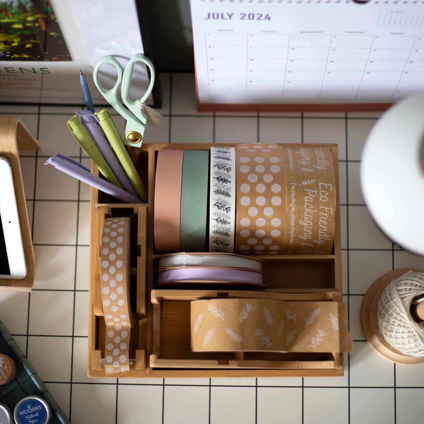 Large Bamboo Tape Dispenser - Desk Stationery