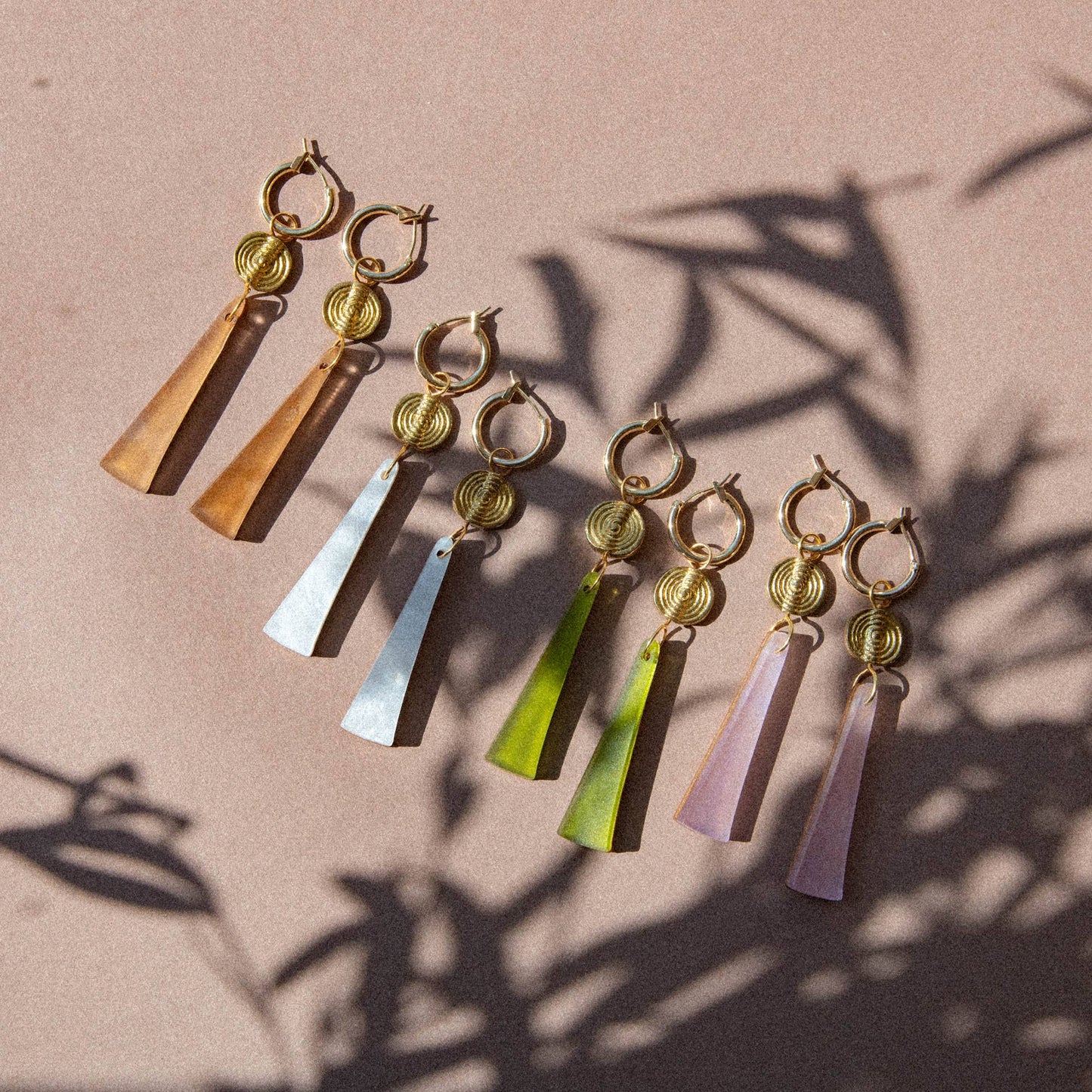 Moss Green Eiffel Drop Hoop Earrings