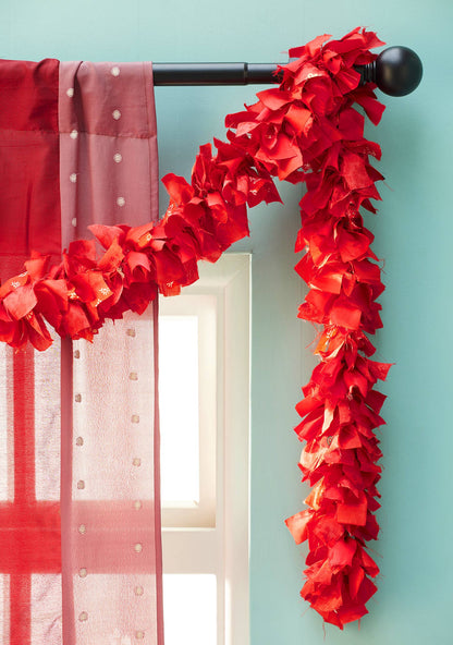 Recycled Sari Tinsel Garland - Red