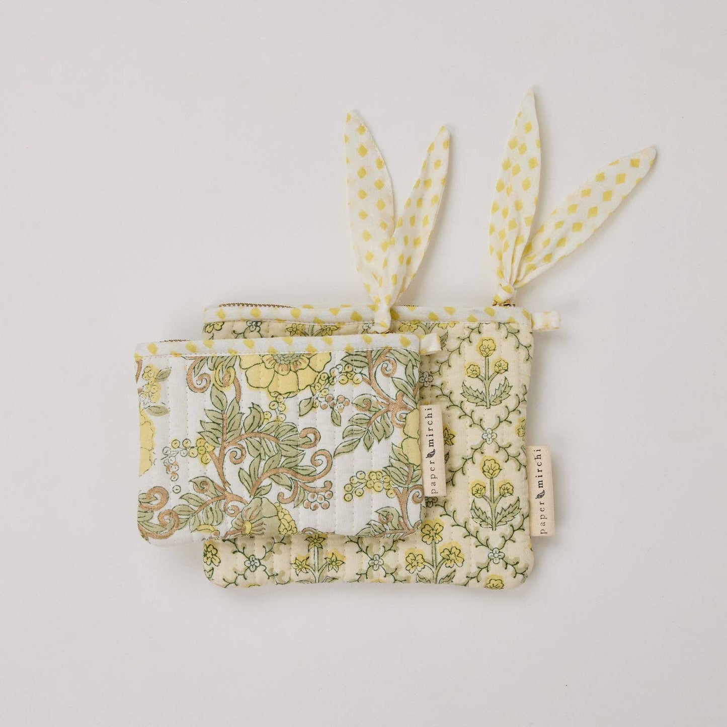 Organic Cotton ‘Buttercream’  Floral Pouch Duo