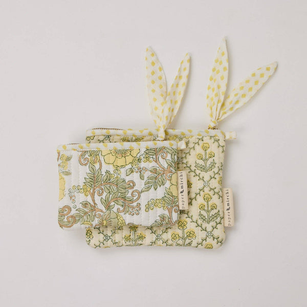 Organic Cotton ‘Buttercream’  Floral Pouch Duo