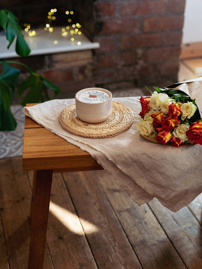 Rose & Lemon Leaf Soy Wax Candle in ceramic pot