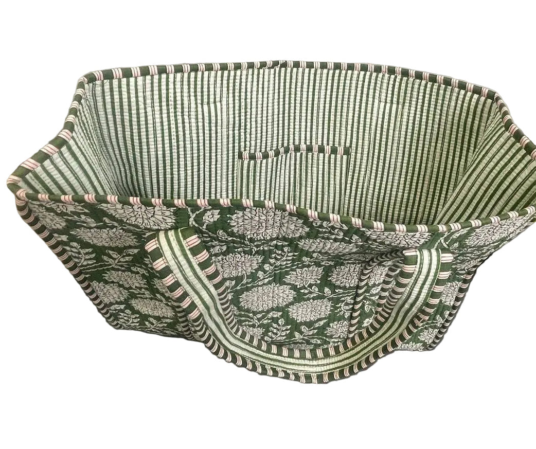 Meadow Green Reversible Cotton Tote Bag