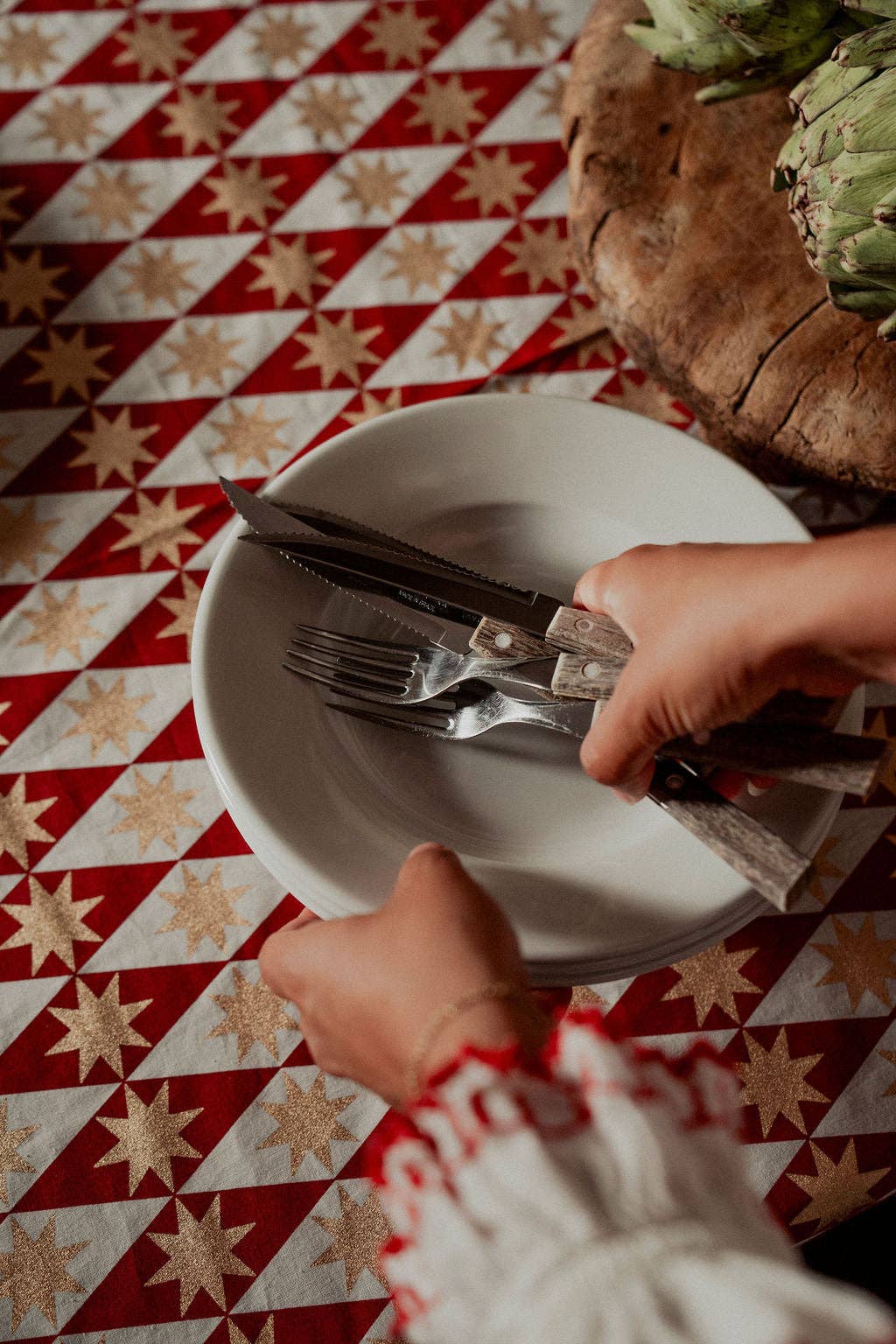 Merlot Seville Star Blockprint Tablecloth