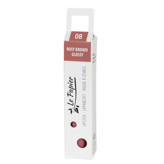 Plastic Free Glossy Lipstick in Paper Tube - Rosy Brown 08