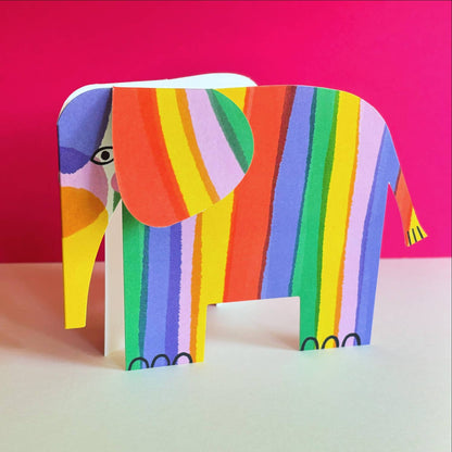 Rainbow Elephant Shaped Greeting Card