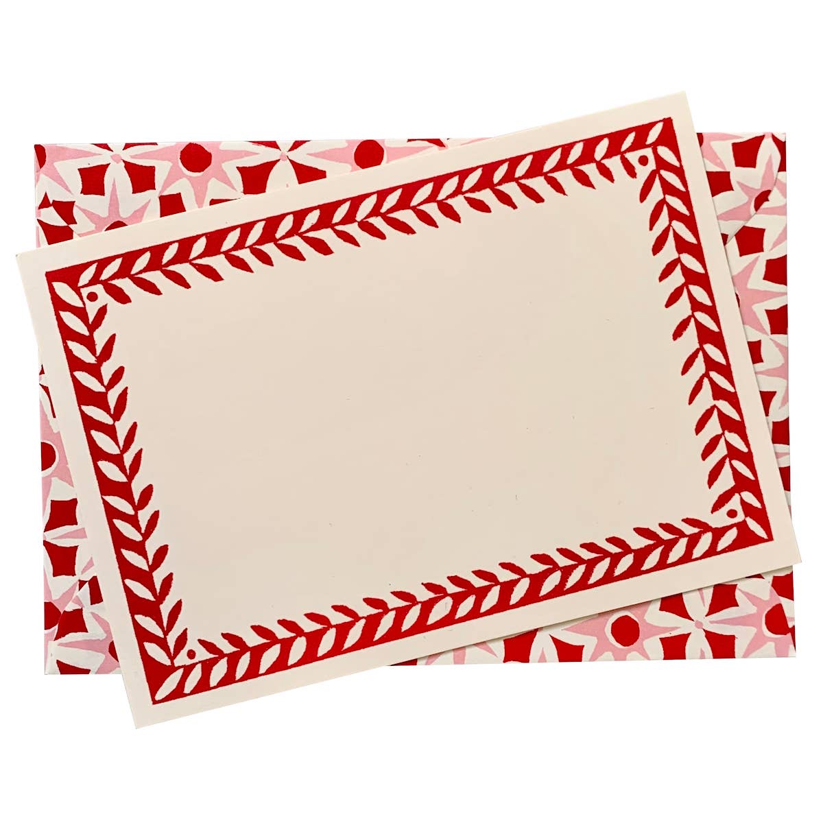 10 Postcards with Patterned Border in Crimson