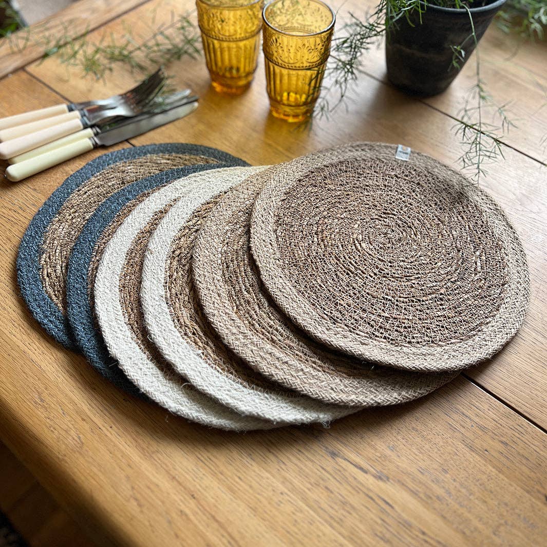ReSpiin Set of 6 Seagrass & Jute Tablemats - Naturals | Sustainable