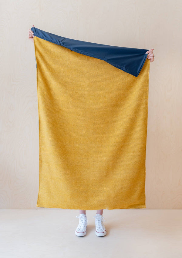 Golden Herringbone Recycled Wool Beach & Picnic Blanket