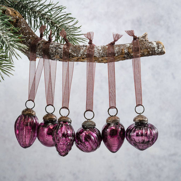 Set of 6 Small Mixed design 1" Mulberry Crackle Baubles