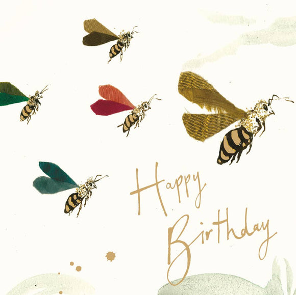 Happy Birthday Bees Gold Foil Card