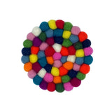 Rainbow Fairtrade Wool Felt Ball Coaster