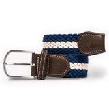 Recycled Woven Belt - Navy White Stripe