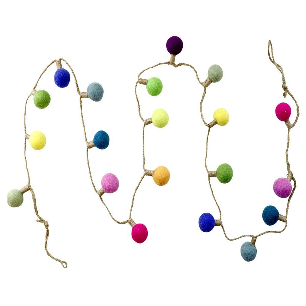 Fairtrade Hand Felted Wool Colourful 'Fairy Lights' Garland