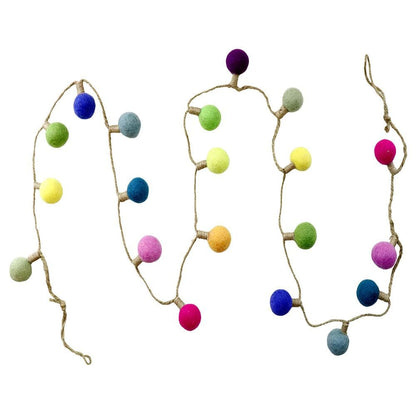 Fairtrade Hand Felted Wool Colourful 'Fairy Lights' Garland