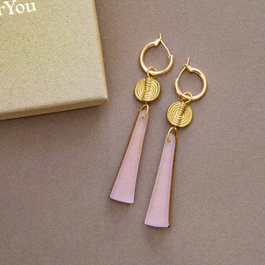 Dusky Lilac Eiffel Drop Hoop Earrings