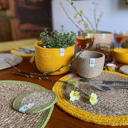 ReSpiin Set of 6 Seagrass & Jute Tablemats - Brights | Sustainable