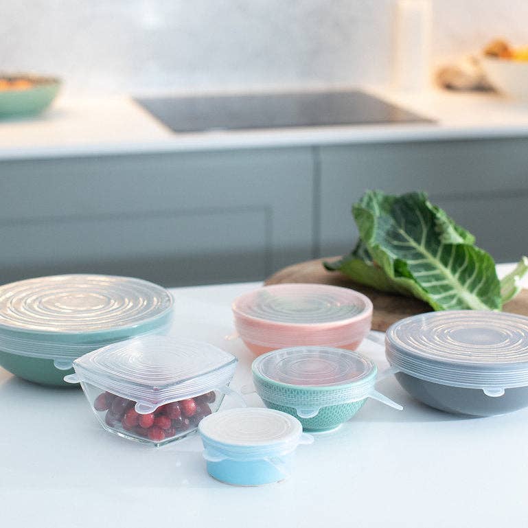 Set of 6 Reusable Silicone Lids