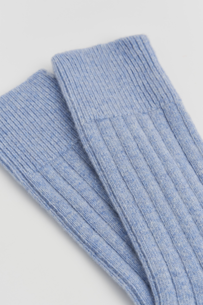 Morning Blue Merino Wool Bed Socks