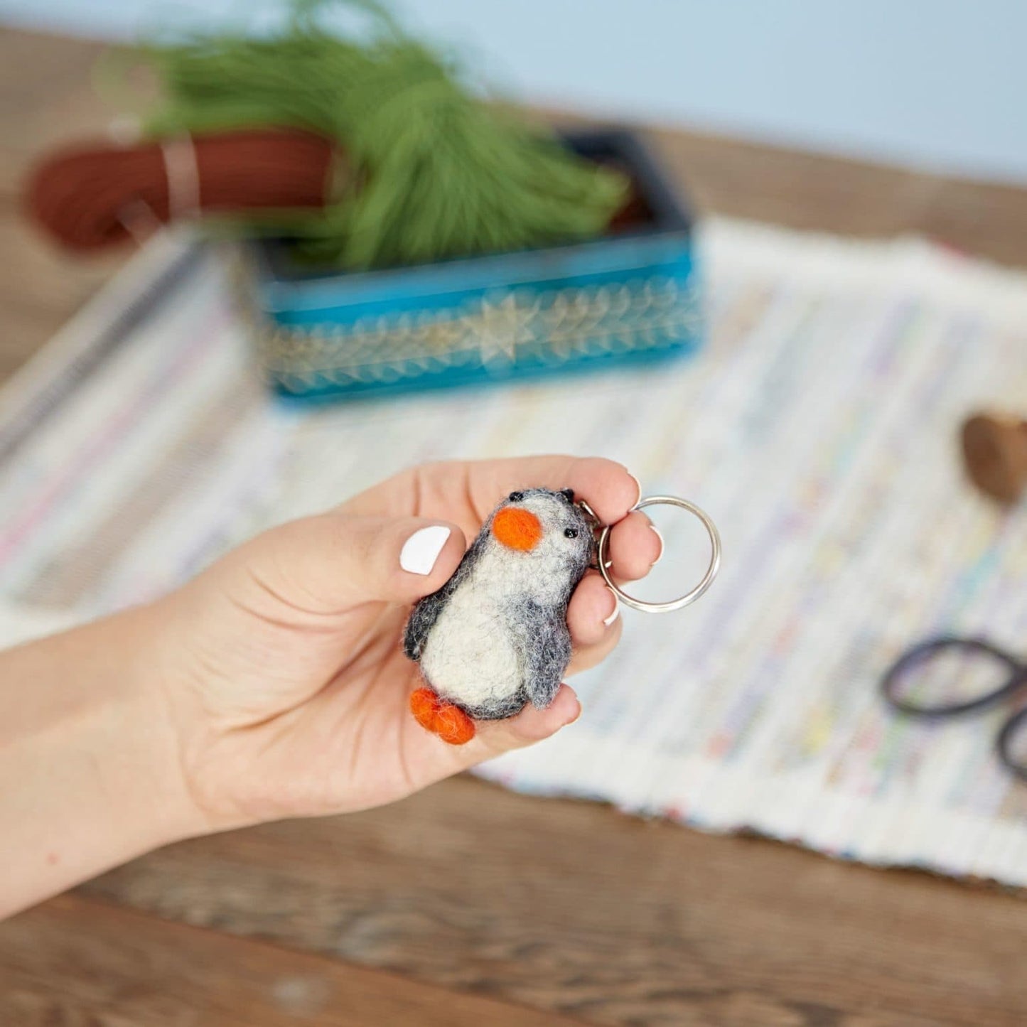 Handmade Felt Baby Penguin Keyring - Fairtrade