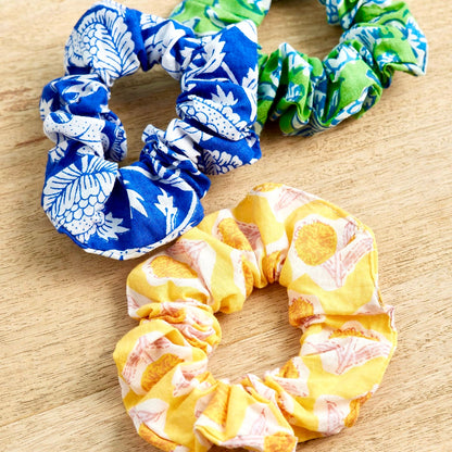 Indian Block Print Cotton Scrunchie